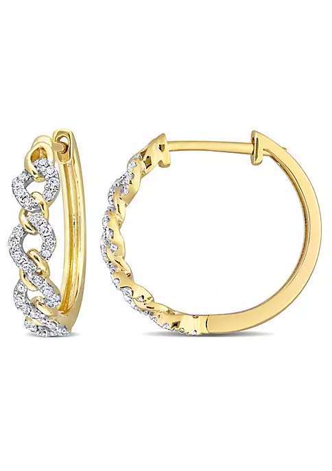 Discount ⌛ 1/5 ct. t.w. Diamond Link Hoop Earrings in 10K Yellow Gold by Belk & Co. ⭐ 1 Discount ⌛ 1/5 ct. t.w. Diamond Link Hoop Earrings in 10K Yellow Gold by Belk & Co. ⭐