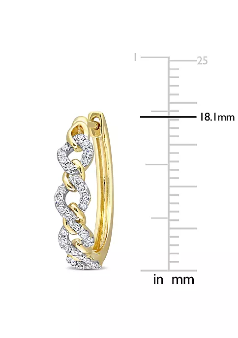 Discount ⌛ 1/5 ct. t.w. Diamond Link Hoop Earrings in 10K Yellow Gold by Belk & Co. ⭐ 3 Discount ⌛ 1/5 ct. t.w. Diamond Link Hoop Earrings in 10K Yellow Gold by Belk & Co. ⭐ - Image 3