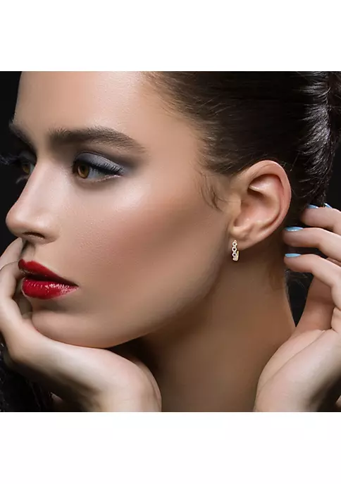 Discount ⌛ 1/5 ct. t.w. Diamond Link Hoop Earrings in 10K Yellow Gold by Belk & Co. ⭐ 4 Discount ⌛ 1/5 ct. t.w. Diamond Link Hoop Earrings in 10K Yellow Gold by Belk & Co. ⭐ - Image 4