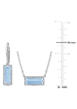 Buy 😀 2-Piece Set of 9.55 ct. t.g.w. Sky Blue Topaz and White Sapphire Halo Earrings and Necklace in Sterling Silver by Belk & Co. 👏 -DealsBelk & Co. Store Belk 28714