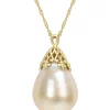 Best deal 👍 9-10MM South Sea Cultured Pearl Drop Necklace in 14k Yellow Gold by Belk & Co. 😉