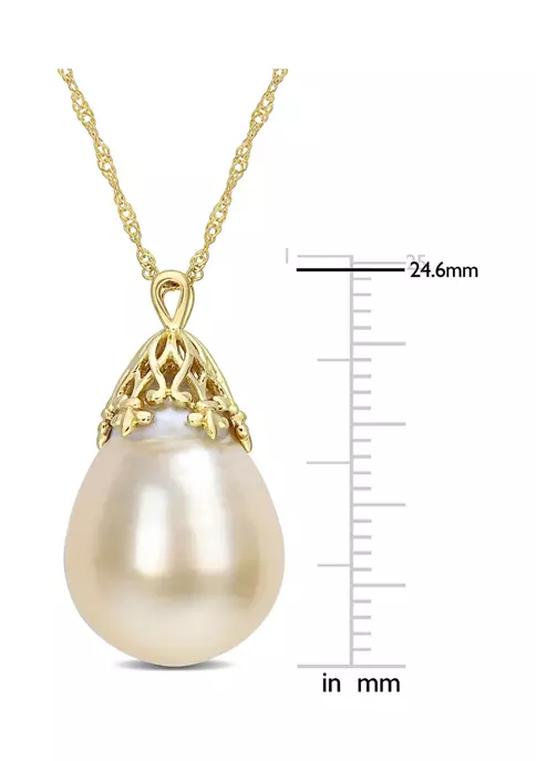 Best deal ๐ 9-10MM South Sea Cultured Pearl Drop Necklace in 14k Yellow Gold by Belk & Co. ๐ 3 Best deal ๐ 9-10MM South Sea Cultured Pearl Drop Necklace in 14k Yellow Gold by Belk & Co. ๐ - Image 3