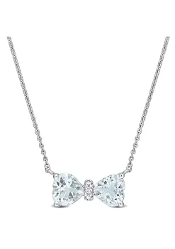 Best reviews of ❤️ 3/4 ct. t.g.w. Aquamarine and Diamond Accent Bow Necklace in 10K White Gold by Belk & Co. 😀 -DealsBelk & Co. Store Belk 28737