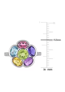 Cheap ❤️ 3 3/8 CT TGW Multi-Gem Diamond Accent Floral Ring in Sterling Silver by Belk & Co. 💯 -DealsBelk & Co. Store Belk 28753