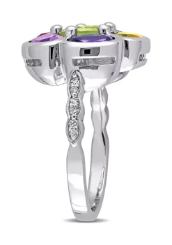 Cheap ❤️ 3 3/8 CT TGW Multi-Gem Diamond Accent Floral Ring in Sterling Silver by Belk & Co. 💯 -DealsBelk & Co. Store Belk 28754