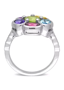 Cheap ❤️ 3 3/8 CT TGW Multi-Gem Diamond Accent Floral Ring in Sterling Silver by Belk & Co. 💯 -DealsBelk & Co. Store Belk 28756