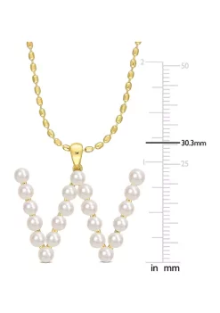 Brand new ✨ 3.5-4mm Freshwater Cultured Pearl "W" Initial Pendant with Chain in Yellow Plated Sterling Silver by Belk & Co. ✨ -DealsBelk & Co. Store Belk 28768