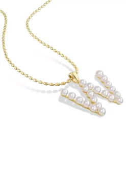 Brand new ✨ 3.5-4mm Freshwater Cultured Pearl "W" Initial Pendant with Chain in Yellow Plated Sterling Silver by Belk & Co. ✨ -DealsBelk & Co. Store Belk 28769