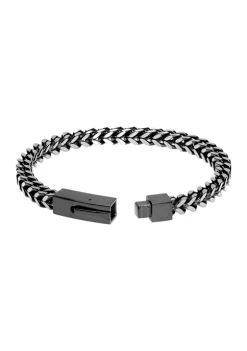 New 🌟 Stainless Steel 6 Millimeter Foxtail Chain Bracelet with Black Ion Plating and Push Lock, 9 Inch by Belk & Co. 🤩 -DealsBelk & Co. Store Belk 28784