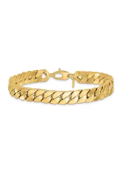 Discount 👍 14K Yellow Gold 8.5mm Polished Flat Beveled Curb Men's Bracelet by Belk & Co. 🌟 -DealsBelk & Co. Store Belk 28790