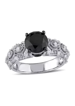 Wholesale 🔥 3 ct. t.w. Black and White Diamond Vintage Filigree Engagement Ring in 10k White Gold by Belk & Co. 😍