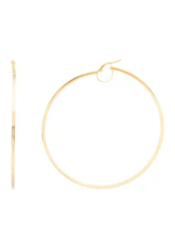 Deals 😍 2 Millimeter Round Hoop with Bridge Earrings in 10K Yellow Gold by Belk & Co. 👍