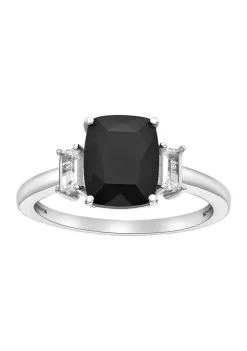 Promo 💯 1 3/4 ct. t.w. Black Onyx and 1/3 ct. t.w. White Topaz Ring in Sterling Silver by Belk & Co. 🎁