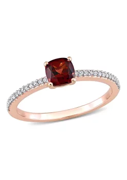 Best Pirce ๐ Cushion Garnet and 1/10 CT TW Diamond Promise Ring in 10k Rose Gold by Belk & Co. ๐ฅ