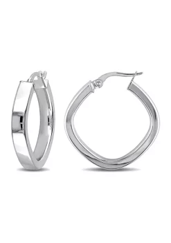 Best Pirce 😍 Geometric 23 mm Hoop Earrings in 10k Polished White Gold by Belk & Co. ✨