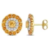 Buy ✔️ 3.52 ct. t.g.w. Citrine, Madeira Citrine and White Topaz Stud Earrings in 18K Yellow Gold Plated Sterling Silver by Belk & Co. 🎉