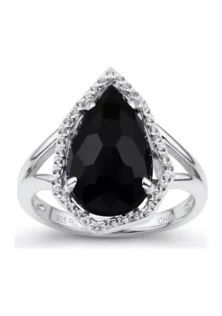 Wholesale ✔️ Black Onyx and White Topaz Ring in Sterling Silver by Belk & Co. 🎉