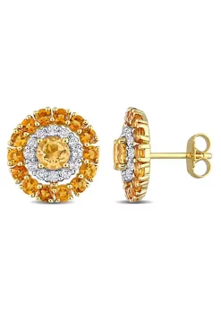 Buy ✔️ 3.52 ct. t.g.w. Citrine, Madeira Citrine and White Topaz Stud Earrings in 18K Yellow Gold Plated Sterling Silver by Belk & Co. 🎉 -DealsBelk & Co. Store Belk 28841
