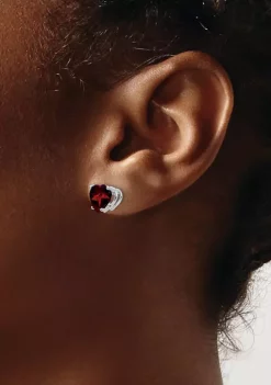 Discount 💯 2.8 ct. t.w. Garnet 7mm Heart Earrings in 14K White Gold by Belk & Co. ✨ -DealsBelk & Co. Store Belk 28854