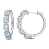 New 🥰 3.25 ct. t.w. Blue Topaz and White Topaz Hoop Earrings in Sterling Silver by Belk & Co. 💯