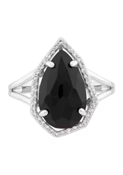 Wholesale ✔️ Black Onyx and White Topaz Ring in Sterling Silver by Belk & Co. 🎉 -DealsBelk & Co. Store Belk 2886