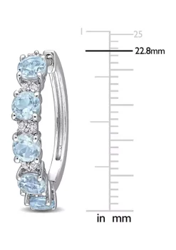 New 🥰 3.25 ct. t.w. Blue Topaz and White Topaz Hoop Earrings in Sterling Silver by Belk & Co. 💯 -DealsBelk & Co. Store Belk 28860