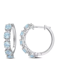 New 🥰 3.25 ct. t.w. Blue Topaz and White Topaz Hoop Earrings in Sterling Silver by Belk & Co. 💯 -DealsBelk & Co. Store Belk 28863