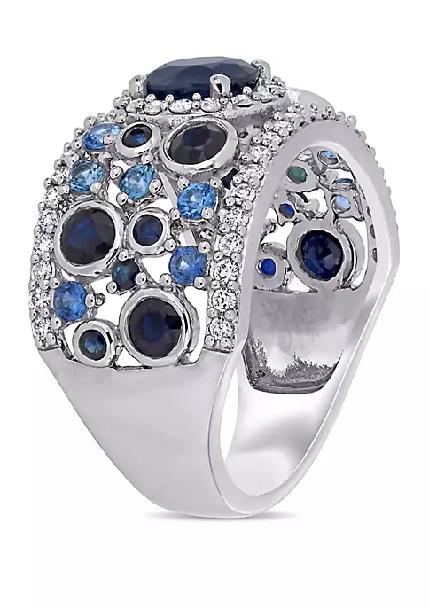Budget ๐คฉ 2.6 ct. t.w. Blue Sapphire and 1/2 ct. t.w. Diamond Halo Cluster Ring in 14k White Gold by Belk & Co. ๐ 2 Budget ๐คฉ 2.6 ct. t.w. Blue Sapphire and 1/2 ct. t.w. Diamond Halo Cluster Ring in 14k White Gold by Belk & Co. ๐ - Image 2