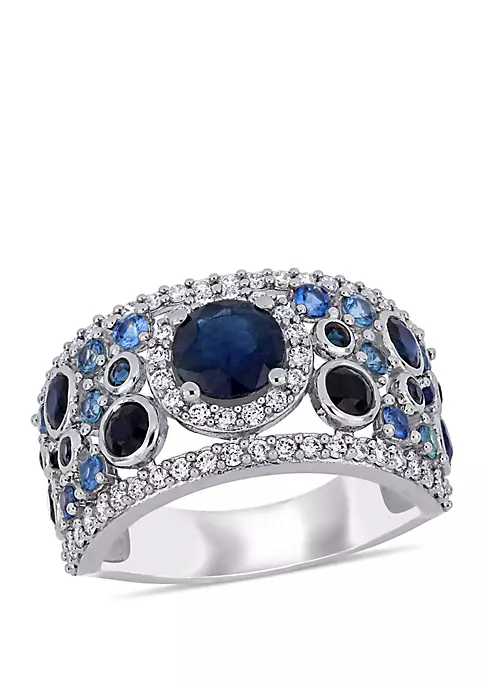 Budget ๐คฉ 2.6 ct. t.w. Blue Sapphire and 1/2 ct. t.w. Diamond Halo Cluster Ring in 14k White Gold by Belk & Co. ๐ 4 Budget ๐คฉ 2.6 ct. t.w. Blue Sapphire and 1/2 ct. t.w. Diamond Halo Cluster Ring in 14k White Gold by Belk & Co. ๐ - Image 4