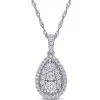 Budget 👏 1/2 ct. t.w. Diamond Composite Pear Shape Halo Necklace in 10K White Gold by Belk & Co. 🌟
