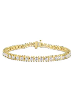 Best reviews of 🥰 Lab Created 4.5 CT DEW Created Moissanite Bar Tennis Bracelet in Yellow Gold Plated Sterling Silver by Belk & Co. 😀