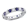Top 10 ❤️ Lab Created 3.5 ct. t.w. Created Blue and White Sapphire Full Eternity Band in Sterling Silver by Belk & Co. 🌟