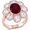 Cheapest 👏 4.15 ct. t.w. Created Ruby and 4.4 ct. t.w. Created White Sapphire Floral Ring in 10K Rose Gold by Belk & Co. 🎁