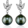Best reviews of 🌟 10k White Gold Black Tahitian Pearl and Diamond Earrings by Belk & Co. ✔️