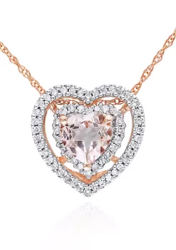 Deals 🥰 10k Rose Gold Morganite and Diamond Heart Pendant by Belk & Co. 🎁