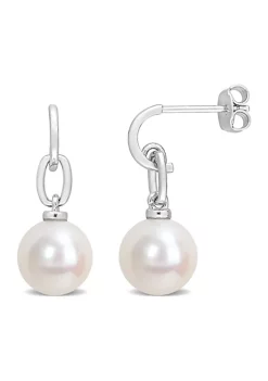 Best Sale โ๏ธ 9-9.5mm Freshwater Cultured Pearl Drop Earrings in Sterling Silver by Belk & Co. ๐