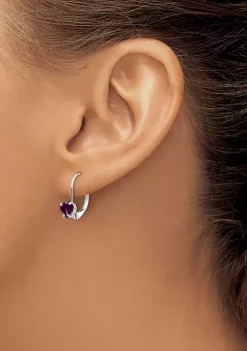 Wholesale 😉 1.2 ct. t.w. Rhodolite Garnet 5mm Heart Leverback Earrings in 14K White Gold by Belk & Co. 👍 -DealsBelk & Co. Store Belk 28944