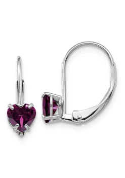 Wholesale 😉 1.2 ct. t.w. Rhodolite Garnet 5mm Heart Leverback Earrings in 14K White Gold by Belk & Co. 👍 -DealsBelk & Co. Store Belk 28945