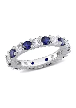 Top 10 ❤️ Lab Created 3.5 ct. t.w. Created Blue and White Sapphire Full Eternity Band in Sterling Silver by Belk & Co. 🌟 -DealsBelk & Co. Store Belk 2895