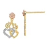Wholesale 🤩 14K Two-Tone with White Rhodium Hearts and Flower Post Earrings by Belk & Co. 👏