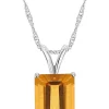 Hot Sale ⌛ Sterling Silver 10x8mm Emerald Cut Citrine Pendant Necklace by Belk & Co. 🤩