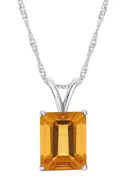 Hot Sale ⌛ Sterling Silver 10x8mm Emerald Cut Citrine Pendant Necklace by Belk & Co. 🤩 -DealsBelk & Co. Store Belk 28958