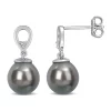 Top 10 🧨 8-9mm Black Tahitian Cultured Pearl and White Topaz Drop Earrings in Sterling Silver by Belk & Co. 💯