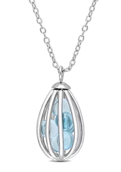 Hot Sale ✨ 3.60 ct. t.g.w. Sky Blue Topaz Cage Pendant with Chain in Sterling Silver by Belk & Co. 😍