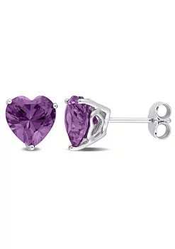 Best Sale โจ Lab Created 4.54 CT TGW Heart Shape Simulated Alexandrite Earrings in Sterling Silver by Belk & Co. ๐