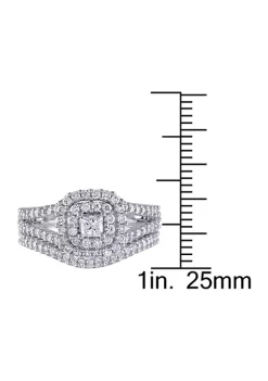 Best Pirce ❤️ 1.2 ct. t.w. Diamond Princess Cut Double Halo Split Shank Bridal Set in 14k White Gold by Belk & Co. 💯 -DealsBelk & Co. Store Belk 28986