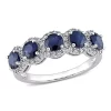 Outlet 👍 1.75 ct. t.g.w. Blue Sapphire and 1/5 ct. t.w. Diamond Semi-Eternity Ring in 14K White Gold by Belk & Co. 👏