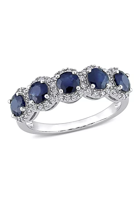 Outlet ๐ 1.75 ct. t.g.w. Blue Sapphire and 1/5 ct. t.w. Diamond Semi-Eternity Ring in 14K White Gold by Belk & Co. ๐ 1 Outlet ๐ 1.75 ct. t.g.w. Blue Sapphire and 1/5 ct. t.w. Diamond Semi-Eternity Ring in 14K White Gold by Belk & Co. ๐