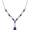 New 💯 2.37 ct. t.w. African Amethyst and White Topaz 'Y' Necklace, Sterling Silver by Belk & Co. 🎉