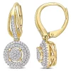 New 🎁 1/2 ct. t.w. Diamond Double Halo Round Cluster Drop Leverback Earrings in 10K Yellow Gold by Belk & Co. 😍